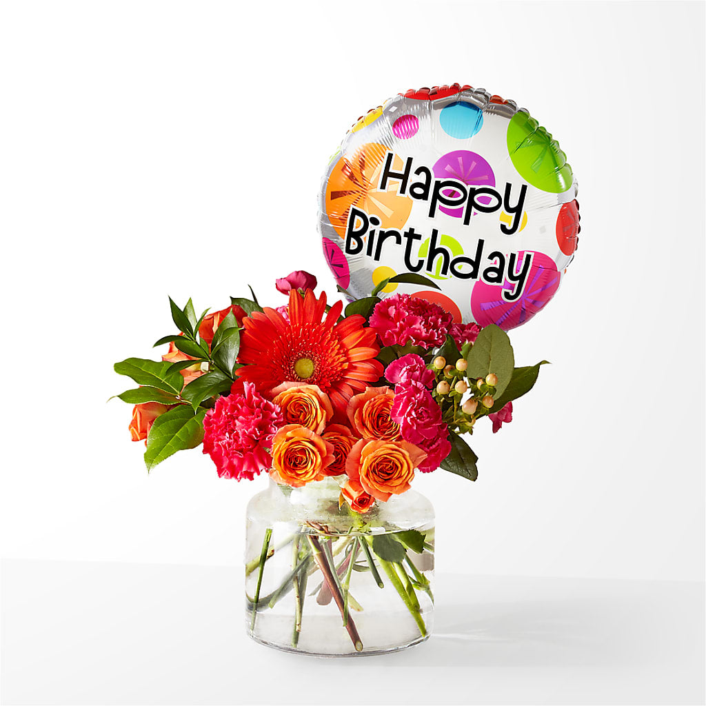 Fiesta Bouquet with Birthday Balloon – 212 Floral, New York NY