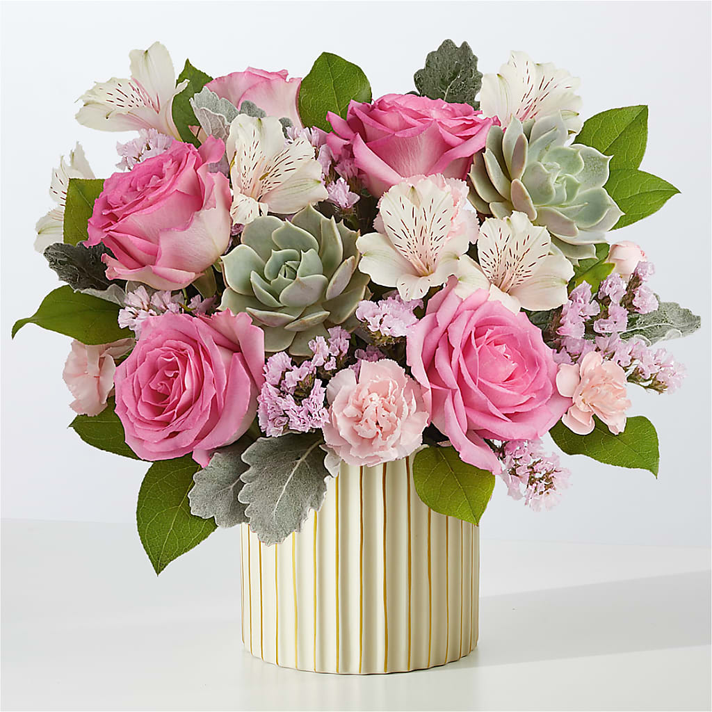 Dusty Rose Bouquet with Ivory Vase – 212 Floral, New York NY