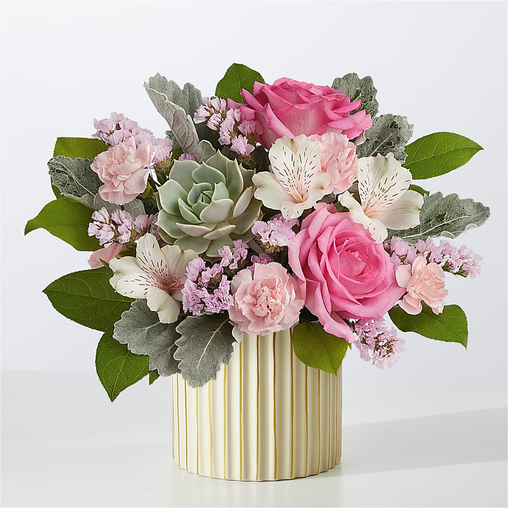 Dusty Rose Bouquet with Ivory Vase – 212 Floral, New York NY