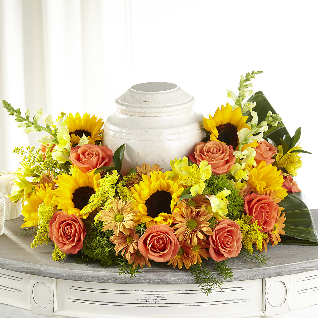 Faithful Sunflower Cremation Adornment – 212 Floral, New York NY