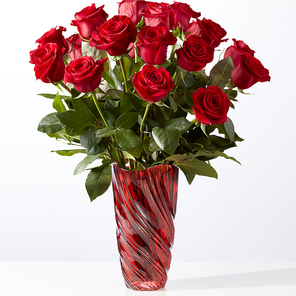 Classic Love Red Rose Bouquet with Luxe Swirl Vase – 212 Floral, New York NY