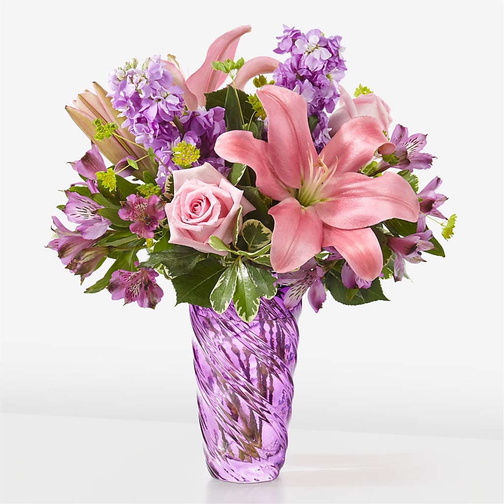 Precious Petals Bouquet with Luxe Swirl Vase – 212 Floral, New York NY