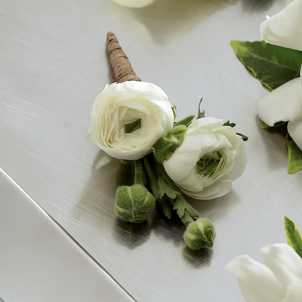 White Ranunculus Boutonniere – 212 Floral, New York NY