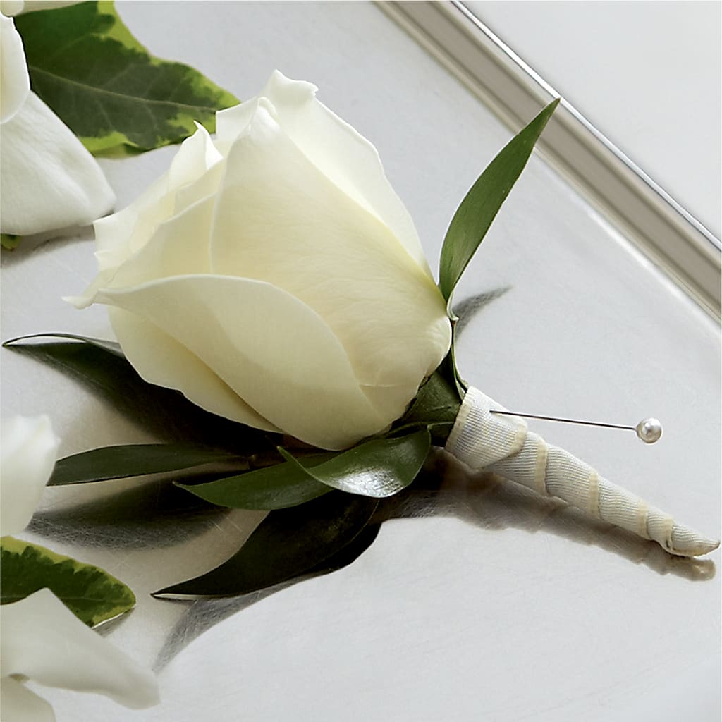 White Rose Boutonniere – 212 Floral, New York NY