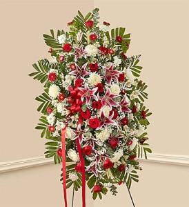 Red Rose and Lily Standing Spray –  212 Floral, New York NY