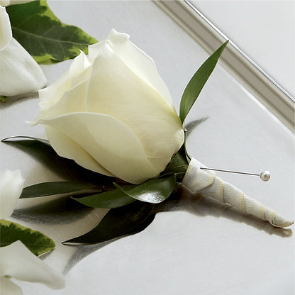 White Rose Boutonniere –  212 Floral, New York NY